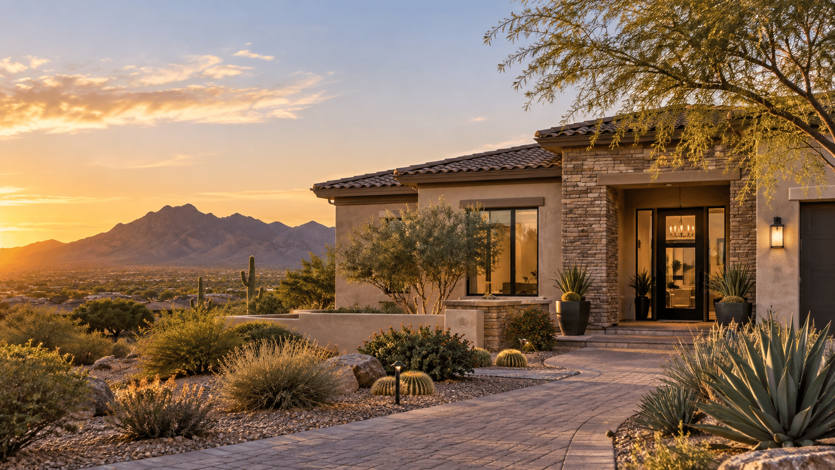 East Valley home overlooking the desert at sunset