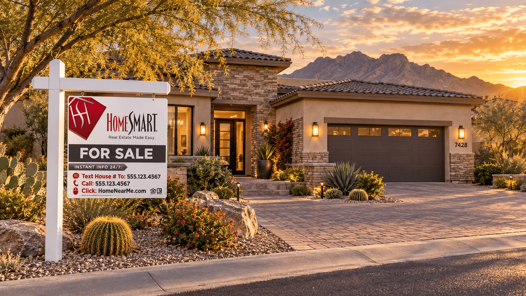 East Valley home presented for sale at sunset